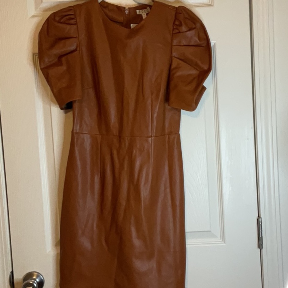 TCEC Tan Dress with Puff Sleeves